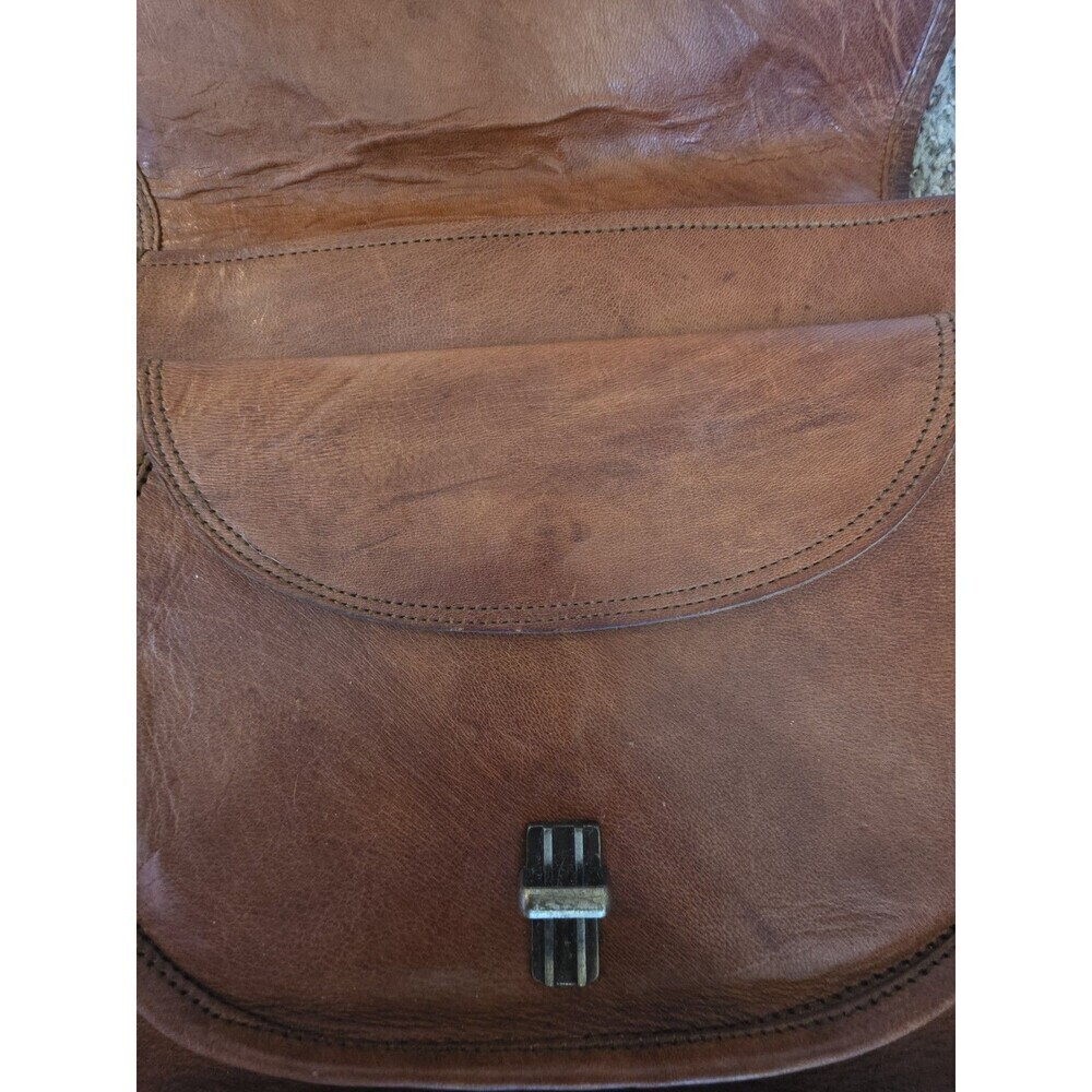 Vintage Leather Purse Satchel And Fable Saddle Medium Messenger Crossbody Brown - Picture 5 of 7